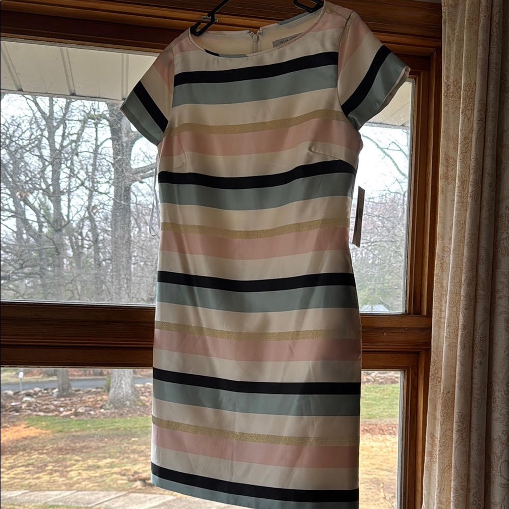 Julia Jordan Pink and Blue Sheath Mini Dress Crew Neck